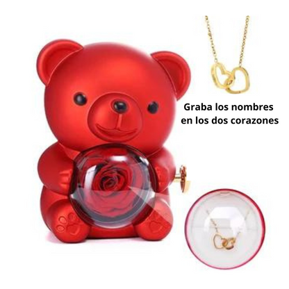 Collar con oso de rosa i love you